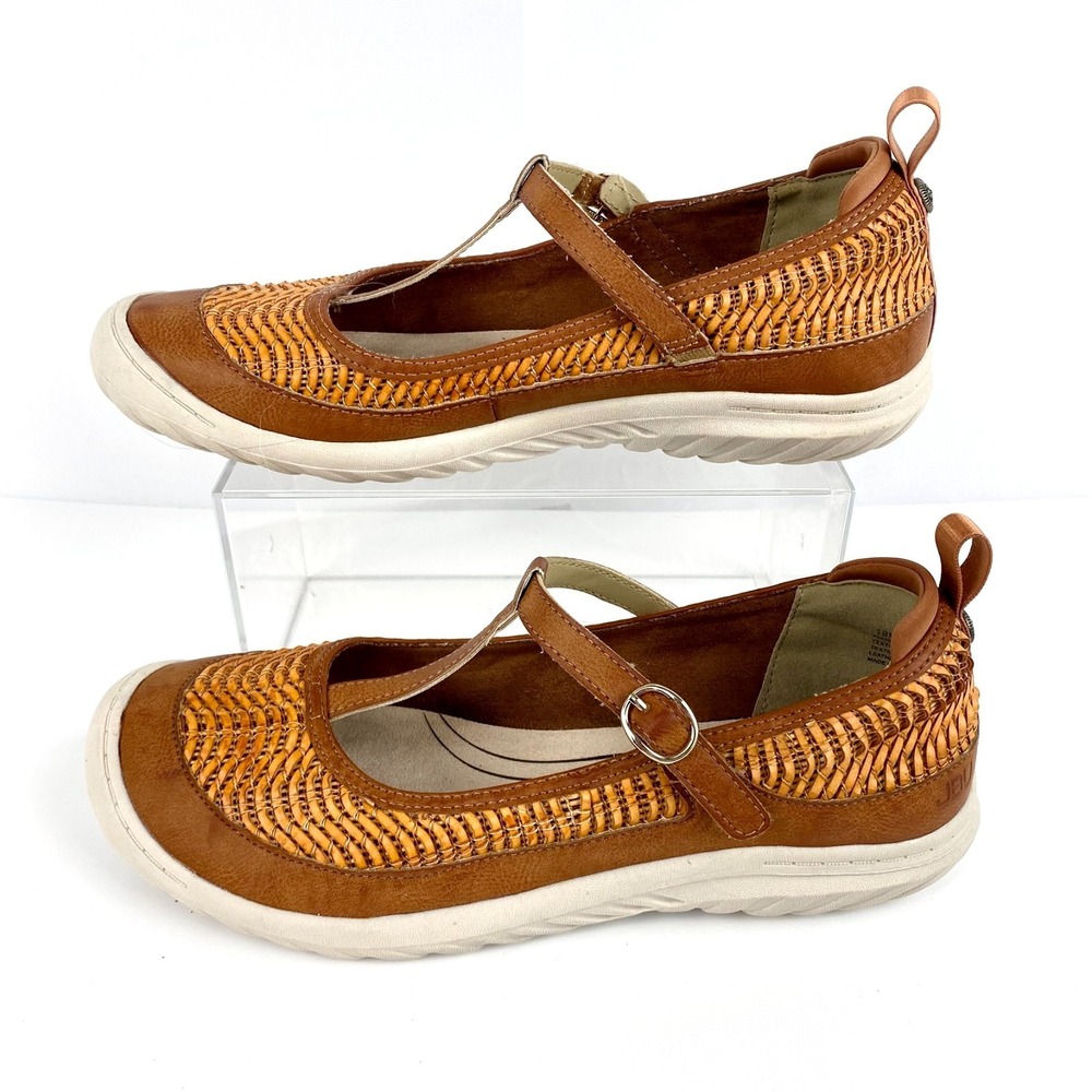 JBU Mary Jane Shoes Women 10 M "Summer" All Terrain Flats Brown Memory Foam